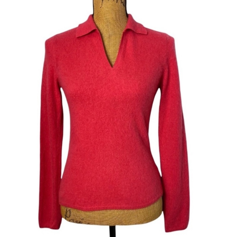 Charter Club 2-Ply Cashmere Rose Pink V-neck Casual Career Sweater S